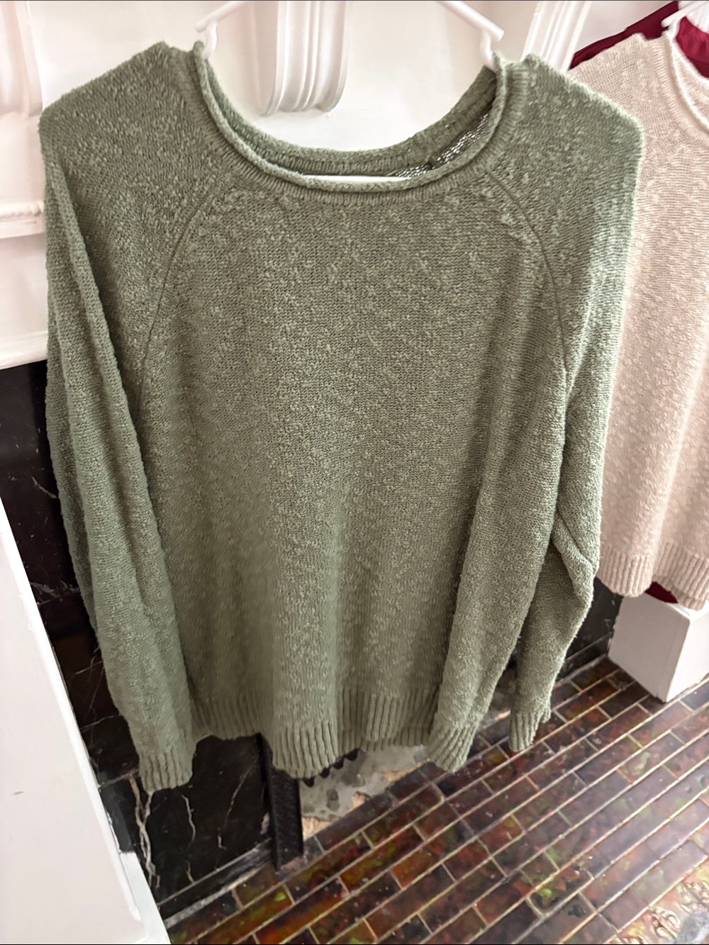 L.L. Bean Olive Green Crewneck Knit Sweater